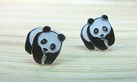 Children's Sterling Silver Panda Bear Stud Earrings