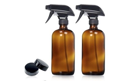 Refillable Empty Amber Glass Spray Bottle (2-Pack)