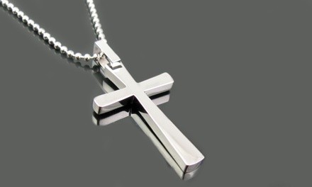 Men's Stainless Steel Cross Pendant With 24