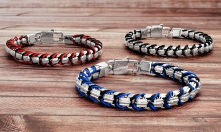 Men's Simply Steel Cord Wrapped Stainless Steel Link Bracelet