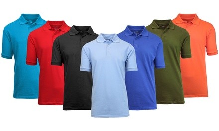 Men's Poly-Tech Slim-Fit Pique Polo Shirts (5-Pack; M-3XL)