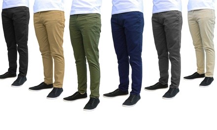 Galaxy by Harvic Men's Slim-Fit Cotton Stretch Chinos