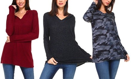 Women's Knit Hoodie Tunic. Plus Sizes Available.