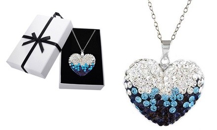 Sterling Silver Blue Heart Necklace Made with Swarovski Elements by Mina Bloom