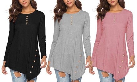 Leo Rosi Women's Lace Button Sabrina Tunic. Plus Sizes Available.