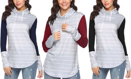 Women's Solid Sleeve Cowl Neck Pullover Shirt