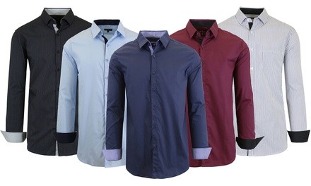 Galaxy By Harvic Men's Stretch Slim-Fit Dress Shirts (S-3XL)