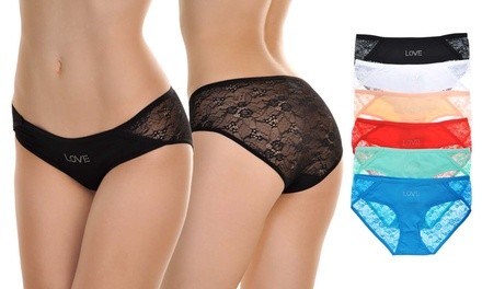 Angelina Cotton Hiphuggers with Cheeky Floral Lace Back (6-Pack)