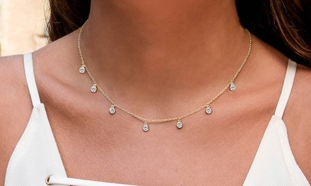 Dainty Crystal Bezel Drop Choker Necklace Made with Swarovski Elements by Elements of Love
