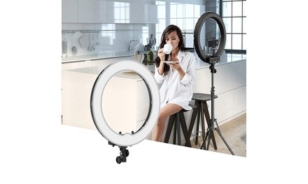 12 Inch LED Dimmable Video Camera Studio Lighting Kit Ring Light with Stands