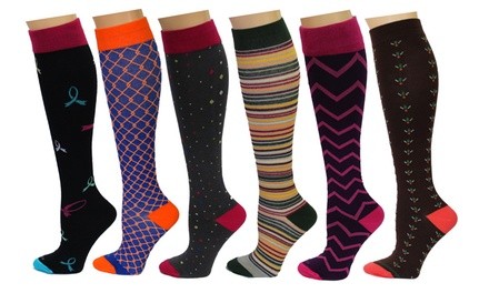 Rexx Women's Knee-High Compressions Socks (3- or 6-Pack)