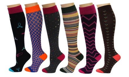 Rexx Women's Knee-High Compressions Socks (3- or 6-Pack)