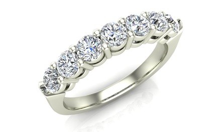 7 Stone Crystal Eternity Band Made with Swarovski Elements