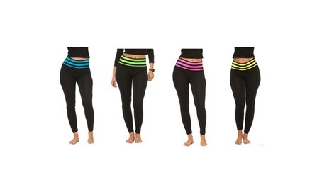 Coco Limon Leggings with Striped Waistband (4-Pack)