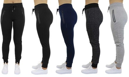 Women's Slim-Fit Joggers With Tech Zipper Pockets (4-Pack)