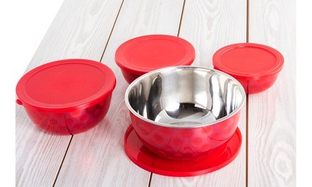 Stainless Steel Stackable Microwavable Mixing Bowl with Lid Set (8-Piece)