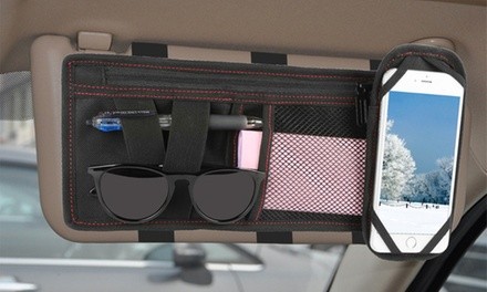 Universal Car Sun Visor Storage Organizer with Phone Holder