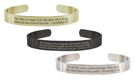 Pink Box 8MM Solid Stainless Steel Scripture Cuffs