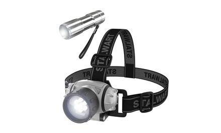 Stalwart 12-LED Headlamp and  6-LED Flashlight Set (1-, 2-, 4-, or 6-Pack)