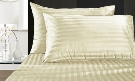 1000 TC 100% Egyptian Cotton Damask Stripe Sheet Set (4-Piece)