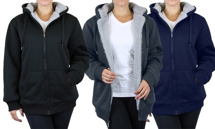 2-Pack Women's Heavyweight Sherpa Fleece-Lined Zip Hoodie (M-2XL). Plus Sizes Available.