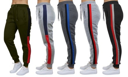 Galaxy by Harvic Women's Loose-Fit Fleece Joggers with Side Trim Design. Plus Sizes Available.