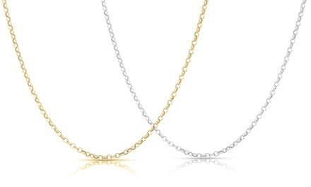 Women's Italian Rolo Link Chain in Solid Sterling Silver