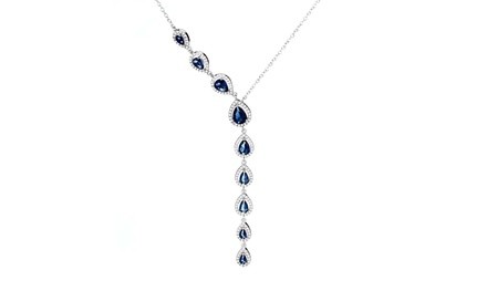 Sterling Silver Sapphire Water Drop Lariat Necklace by DreamGem