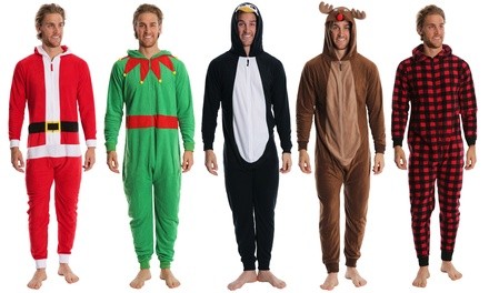 Men's Holiday-Themed Fleece One-Piece Bodysuit