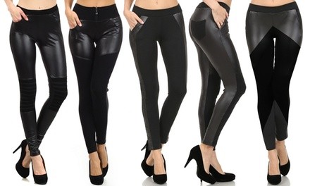 Style Clad Women's Faux Leather Liquid Leggings