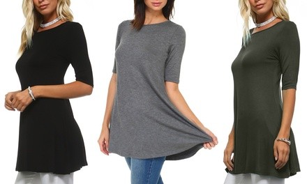 Isaac Liev Women's Quarter-Sleeve A-Line Tunic (3-Pack). Plus Sizes Available