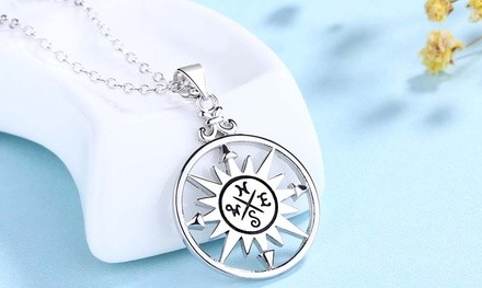 Sterling Silver Compass Pendant Necklace by Amy & Annette