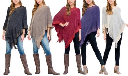 Two-Tone Fringe Poncho