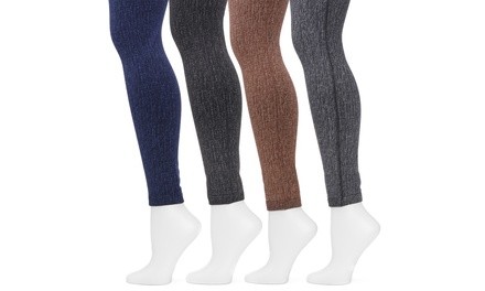 Muk Luks Women's Faux Denim Fleece-Lined Leggings (4-Pack)