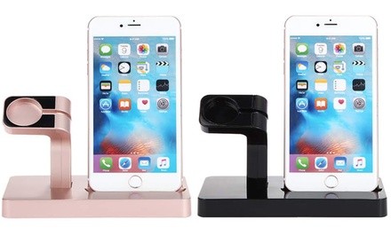 2-in-1 Stand Holder and Charging Docking Station for Apple Watch, iPhone, and iPod