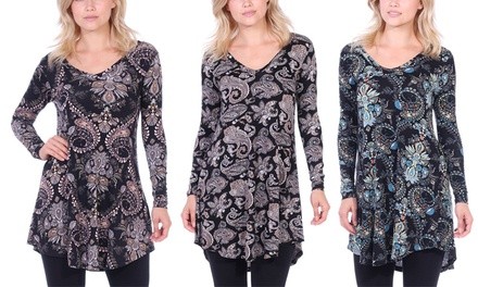 Popana Women's Long Sleeve V-Neck Tunic. Plus Sizes Available.