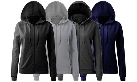 Women's Loose-Fit Fleece Zip Hooded Sweatshirt