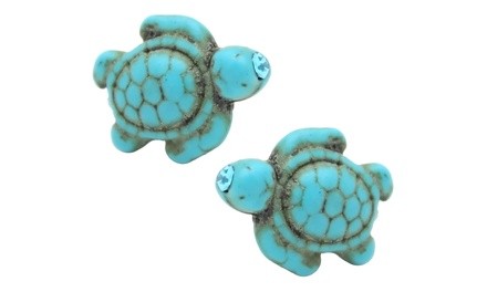 Hawaiian Sea Turtle and Aquamarine Stud Earrings by DreamGem