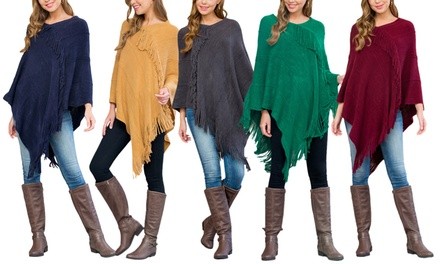 Women's Asymmetrical Fringe Poncho