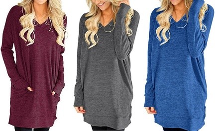 Women's V-Neck Long-Sleeve Top