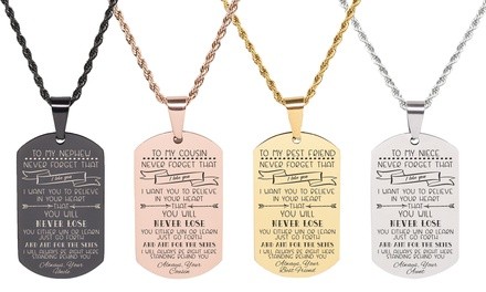 Stainless Steel Sentimental Message Tag Necklace By Pink Box-Part 2