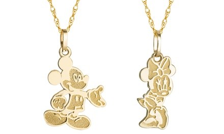 Disney's Minnie and Mickey Mouse 10K Gold Pendant Necklace