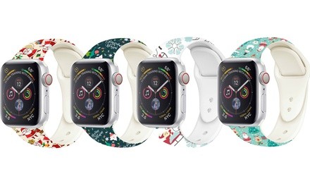 Christmas-Pattern Soft Silicone Replacement Band for Apple Watch 1, 2, 3, 4, and 5