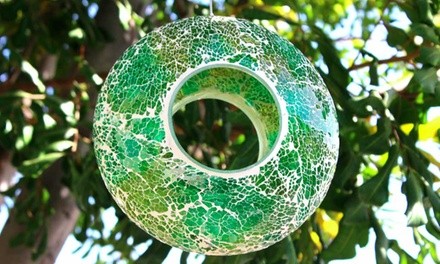 Mosaic Circular Stained Glass Bird Feeder