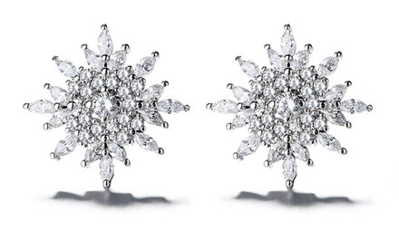 Sterling Silver Starburst Stud Earrings With Swarovski Crystals