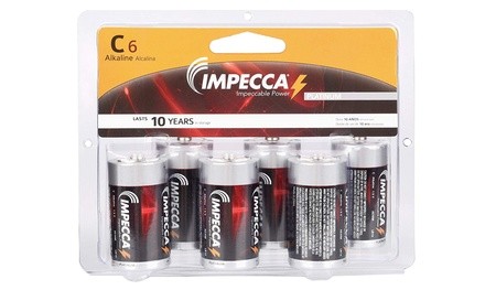 IMPECCA High-Performance Long-Lasting Alkaline C Batteries (6-, 12- or 24-Pack)