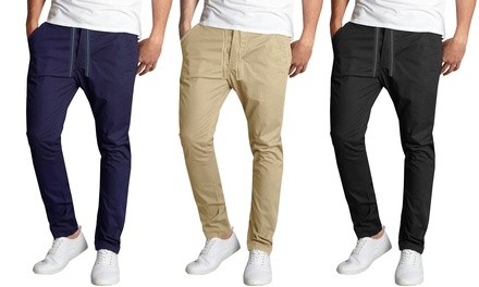 2-Pack Galaxy By Harvic Men's Hybrid Flex-Stretch Elastic Chino Pants (S-2XL)