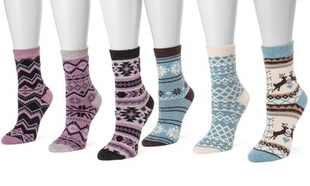 Muk Luks Women's Wintery Holiday Printed Boot Socks (3-Pack)