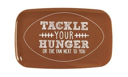 Tackle Your Hunger Rectangular Football Plater (2-Pack)