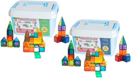 Zummy Kids' Magnetic Building Blocks Tile Set (39- or 49-Piece)